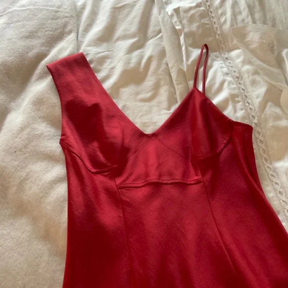 Alexander Wang T T by Alexander Wang red midi slip dress in Cherry red - Picture 7 of 9